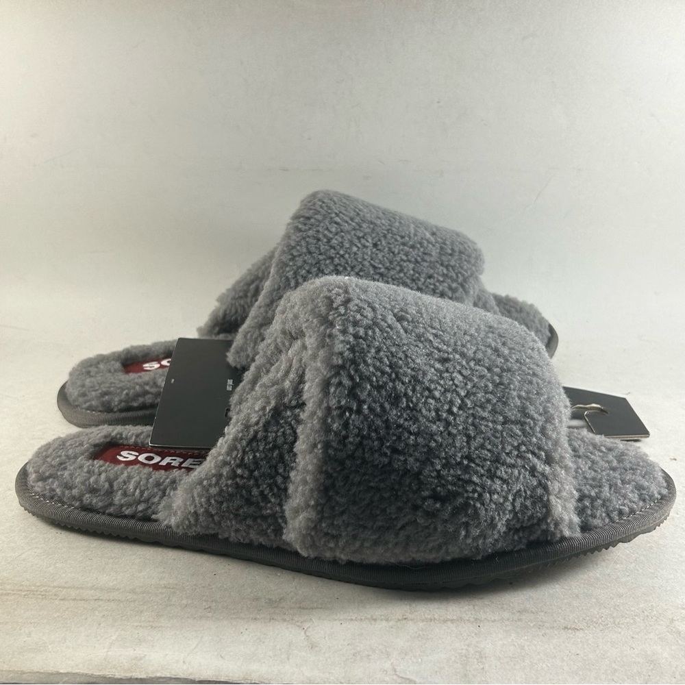 Sorel Go Mail Run Womens Faux Fur Slippers Gray Size 9